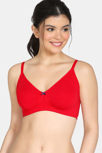 Buy Zivame Modern Grounds Double Layered Non Wired 3/4th Coverage T-Shirt Bra - Lipstick Red